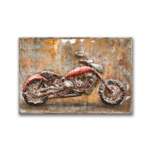 Recycled Vintage Motorcycle Wall Art Painting 3D